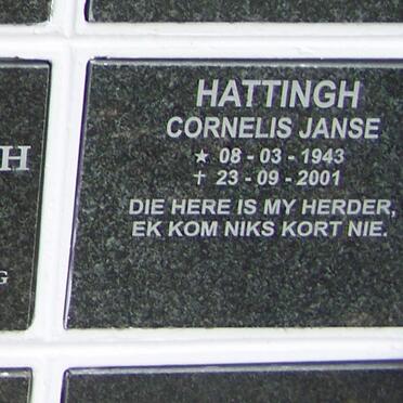 HATTINGH Cornelis Janse 1943-2001
