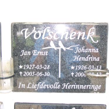 VOLSCHENK Jan Ernest 1927-2005 &amp; Johanna Hendrina 1926-2006