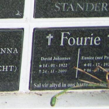 FOURIE David Johannes 1922-2009 &amp; Eunice PRESTON 1926-2009