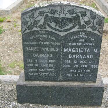 BARNARD Daniel Andries 1895-1954 &amp; Magrieta M. 1893-1992