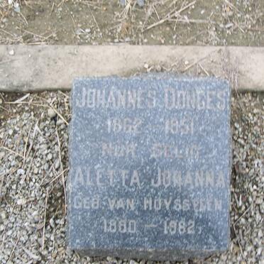 DONGES Johannes 1862-1951 &amp; Aletta Johanna VAN HUYSSTEEN 1880-1962