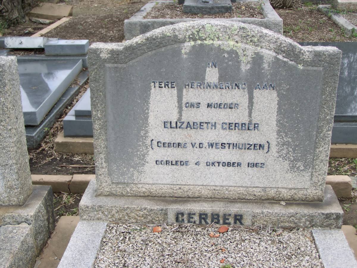 GERBER Elizabeth nee VAN DER WESTHUIZEN -1962