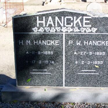 HANCKE P.W. 1889-1953 &amp; H.M. 1895-1974