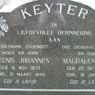 KEYTER Theunis Johannes 1873-1943 &amp; Magdalena J.S. 1883-1979