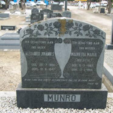 MUNRO Alexander Johannes 1855-1947 &amp; Magrietha Maria STEYL 1863-1941
