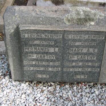 McCARTHY Hermanus L. 1859-1946 &amp; Mary A.E. 1863-1945