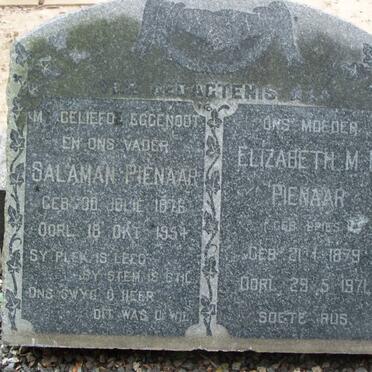 PIENAAR Salaman 1876-1954 &amp; Elizabeth M.M. SPIES 1879-1971
