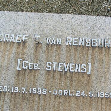 RENSBURG Grace E., van nee STEVENS 1888-1955