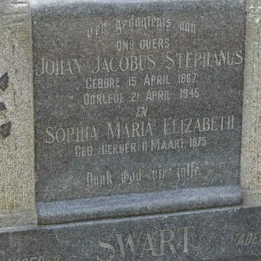 SWART Johan Jacobus Stephanus 1867-1945 &amp; Sophia Maria Elizabeth GERBER 1875-