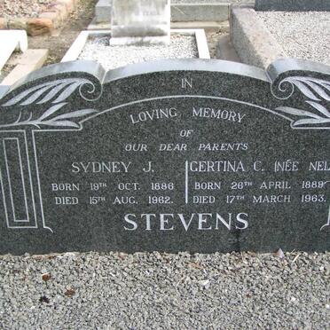 STEVENS Sydney J. 1886-1962 &amp; Gertina C. NEL 1889-1963