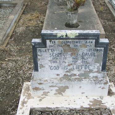 SCHMIDT Alletta Hellena Susanna nee DAVEL 1849-1939