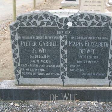 WIT Pieter Gabriel, de 1884-1951 &amp; Maria Elizabeth 1884-1971