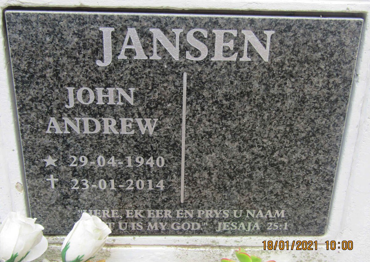 JANSEN John Andrew 1940-2014