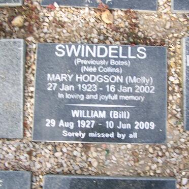 SWINDELLS William 1927-2009 &amp; Mary Hodgson, formerly BOTES nee COLLINS 1923-2002