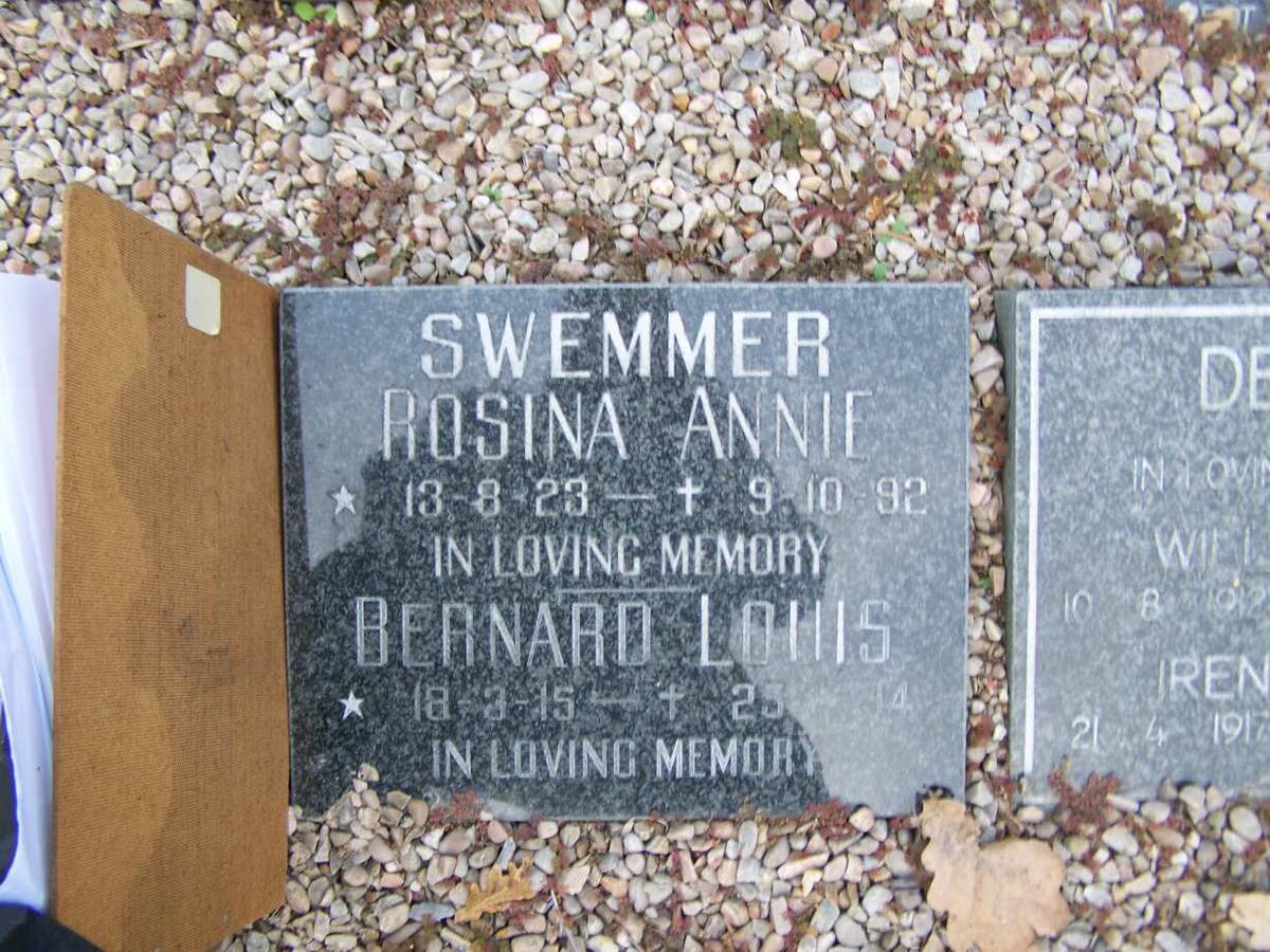 SWEMMER Bernard Louis 1915-1994 &amp; Rosina Annie 1923-1992
