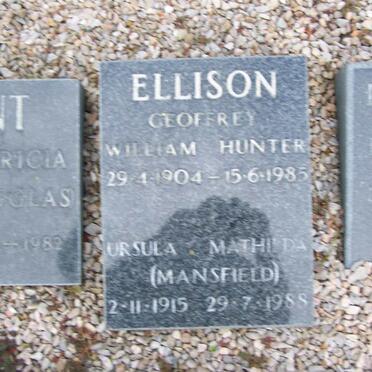 ELLISON Geoffrey William Hunter 1905-1985 &amp; Ursula Mathilda MANSFIELD 1915-1988