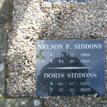 SIDDONS Nelson F. 1888-1959 &amp; Doris 1905-2002