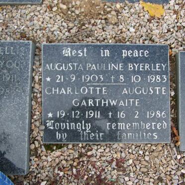BYERLEY Augusta Pauline 1903-1983 :: GARTHWAITE Charlotte Auguste 1911-1986