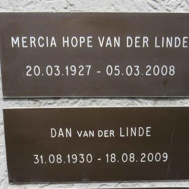 LINDE Dan, van der 1930-2009 & Mercia Hope 1927-2008