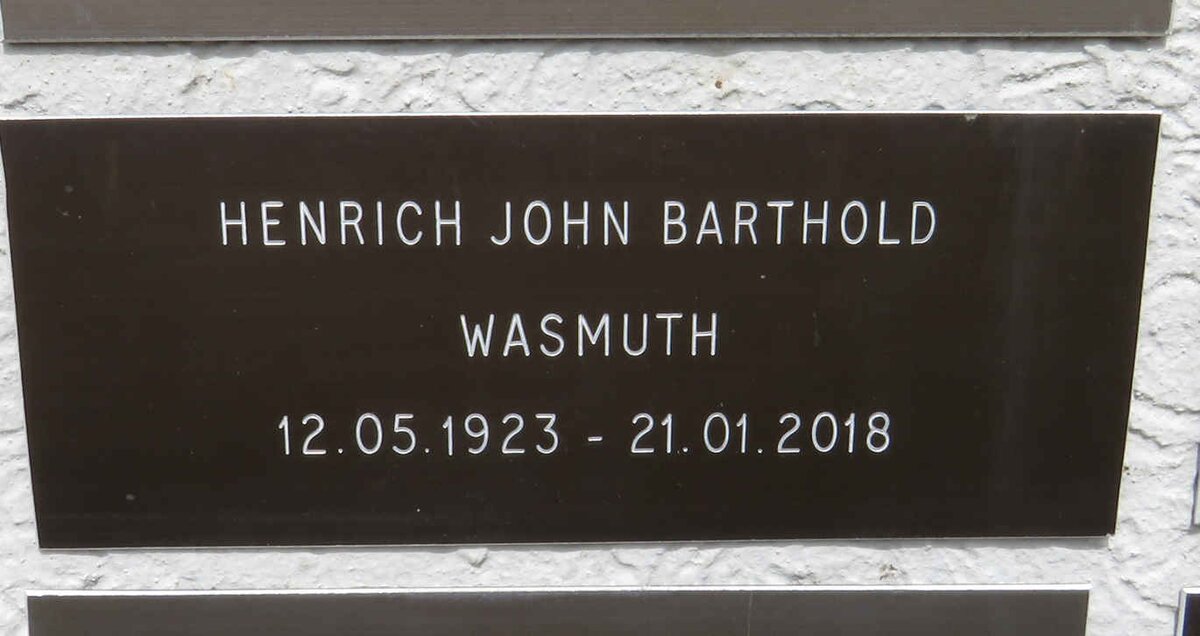 WASMUTH Henrich John Barthold 1923-2018