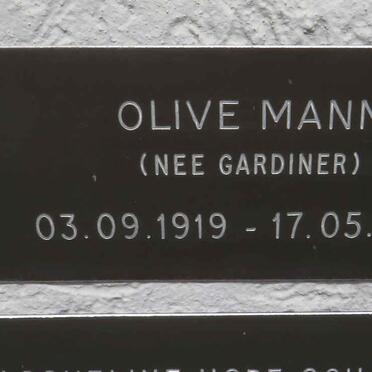 MANN Olive nee GARDINER 1919-2016