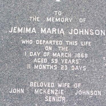 JOHNSON Jemima Maria  -1868