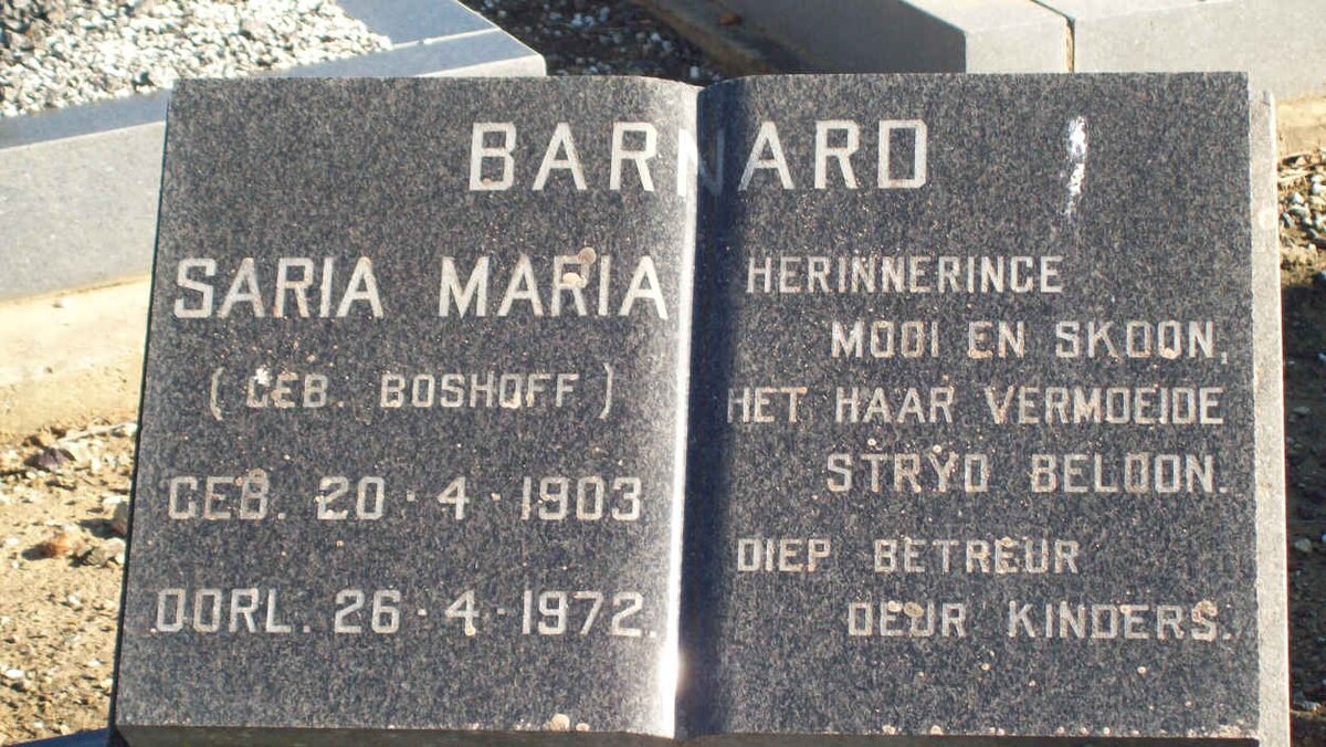 BARNARD Saria Maria nee BOSHOFF 1903-1972