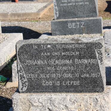 BARNARD Johanna Hendrina nee GERICKE 1875-1957