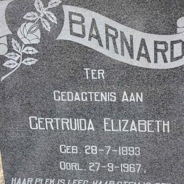 BARNARD Gertruida Elizabeth 1893-1967