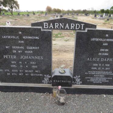 BARNARDT Peter Johannes 1942-1986 &amp; Alice Daphne 1938-2017