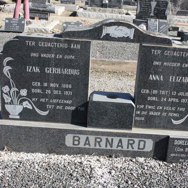 BARNARD Izak Gerhardus 1886-1971 &amp; Anna Elizabeth Du TOIT 1895-1972 :: GIBSON Doreen nee BARNARD 1933-1998