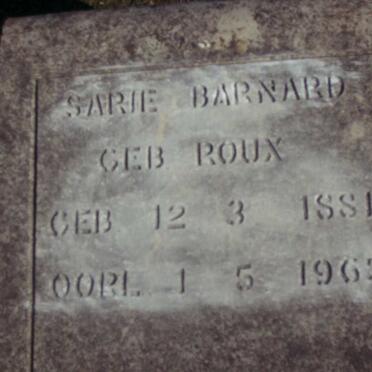 BARNARD Sarie nee ROUX 1881-1965