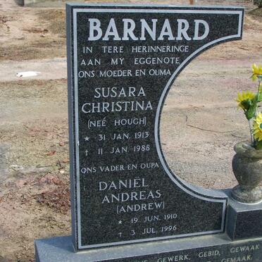 BARNARD Daniel Andreas 1910-1996 &amp; Susara Christina HOUGH 1913-1988