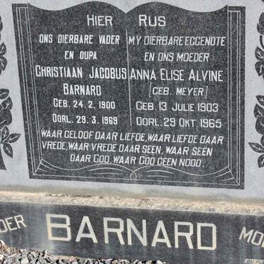 BARNARD Christiaan Jacobus 1900-1969 &amp; Anna Elise Alvine MEYER 1903-1965