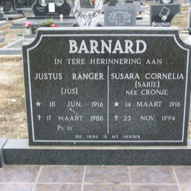 BARNARD Justus Ranger 1916-1988 &amp; Susara Cornelia CRONJE 1916-1994