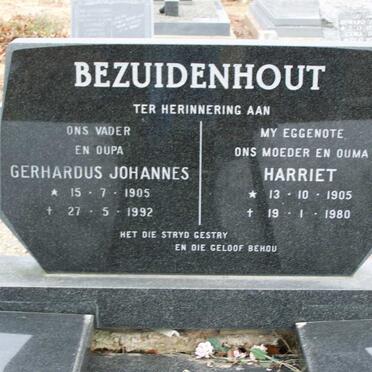 BEZUIDENHOUT Gerhardus Johannes 1905-1992 &amp; Harriet 1905-1980