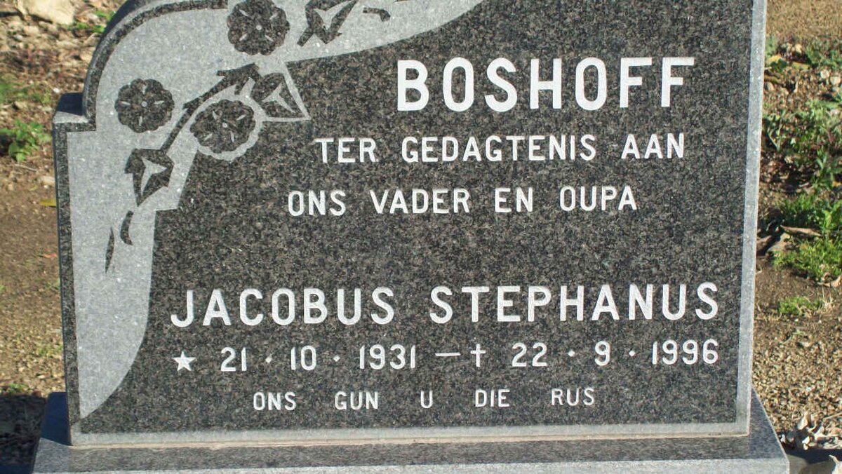 BOSHOFF Jacobus Stephanus 1931-1996