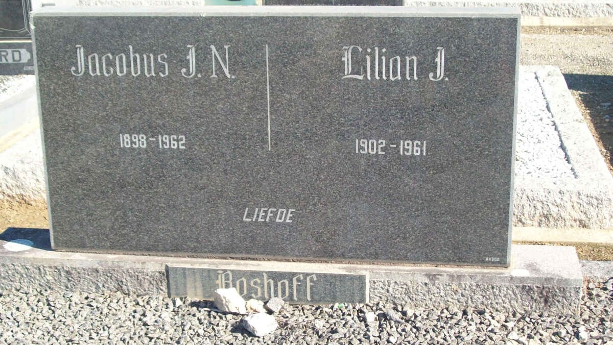 BOSHOFF Jacobus J.N. 1898-1962 &amp; Lilian J. 1902-1961