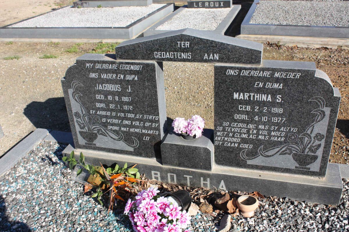 BOTHA Jacobus J. 1907-1972 &amp; Marthina S. 1918-1977
