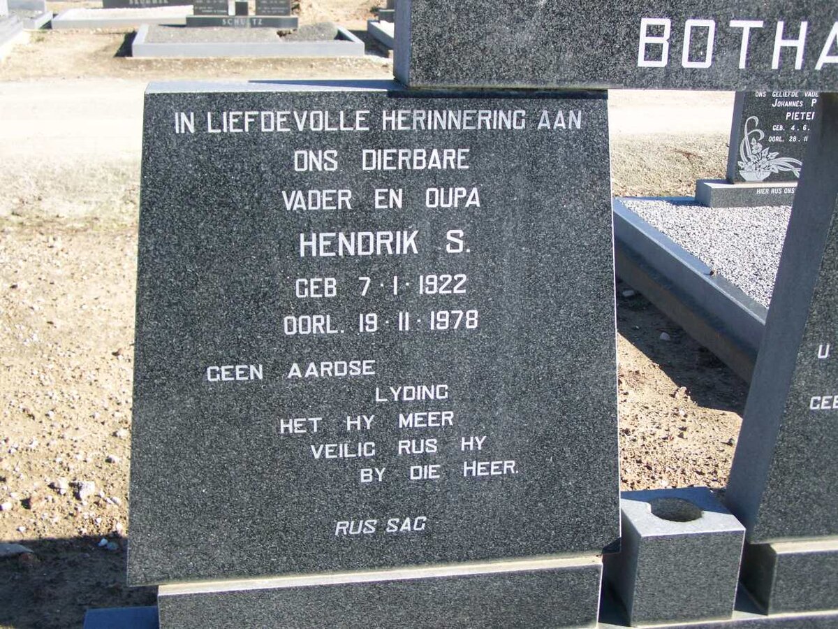 BOTHA Hendrik S. 1922-1978 &amp; Anna Salomina Catherina 1902-1977 _1