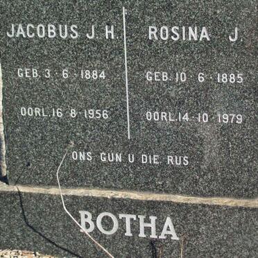 BOTHA Jacobus J.H. 1884-1956 &amp; Rosina J. 1885-1979