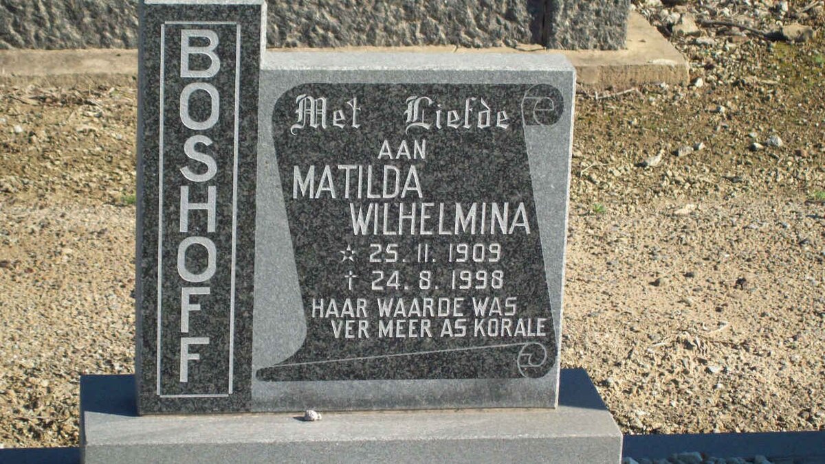 BOSHOFF Matilda Wilhelmina 1909-1998