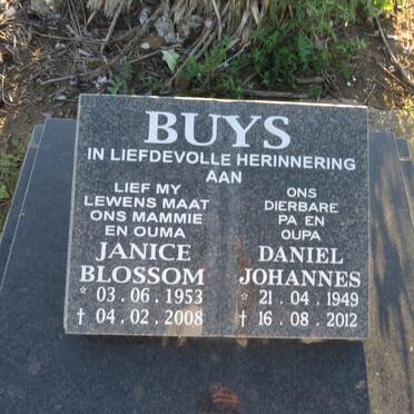 BUYS Daniel Johannes 1949-2012 & Janice Blossom 1953-2008