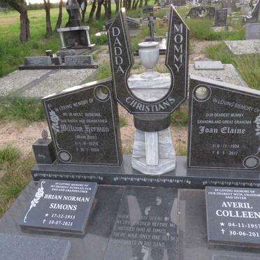 CHRISTIANS William Herman 1929-1994 &amp; Joan Elaine 1924-2011 :: SIMONS Brian Norman 1953-2021 &amp; Averil Colleen 1957-2017
