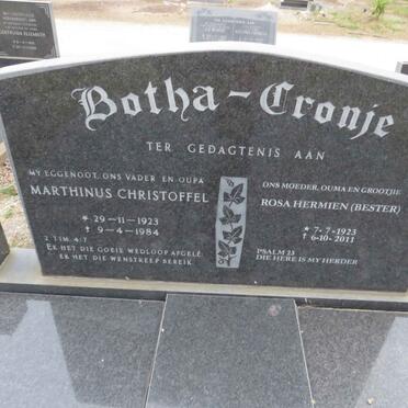 CRONJE Marthinus Christoffel, BOTHA- 1923-1984 &amp; Rosa Hermien BESTER 1923-2011
