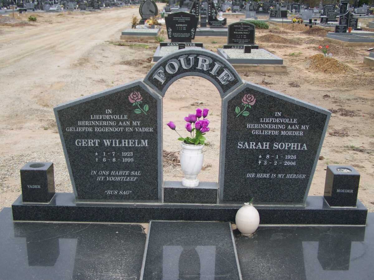 FOURIE Gert Wilhelm 1923-1999 &amp; Sarah Sophia 1926-2006