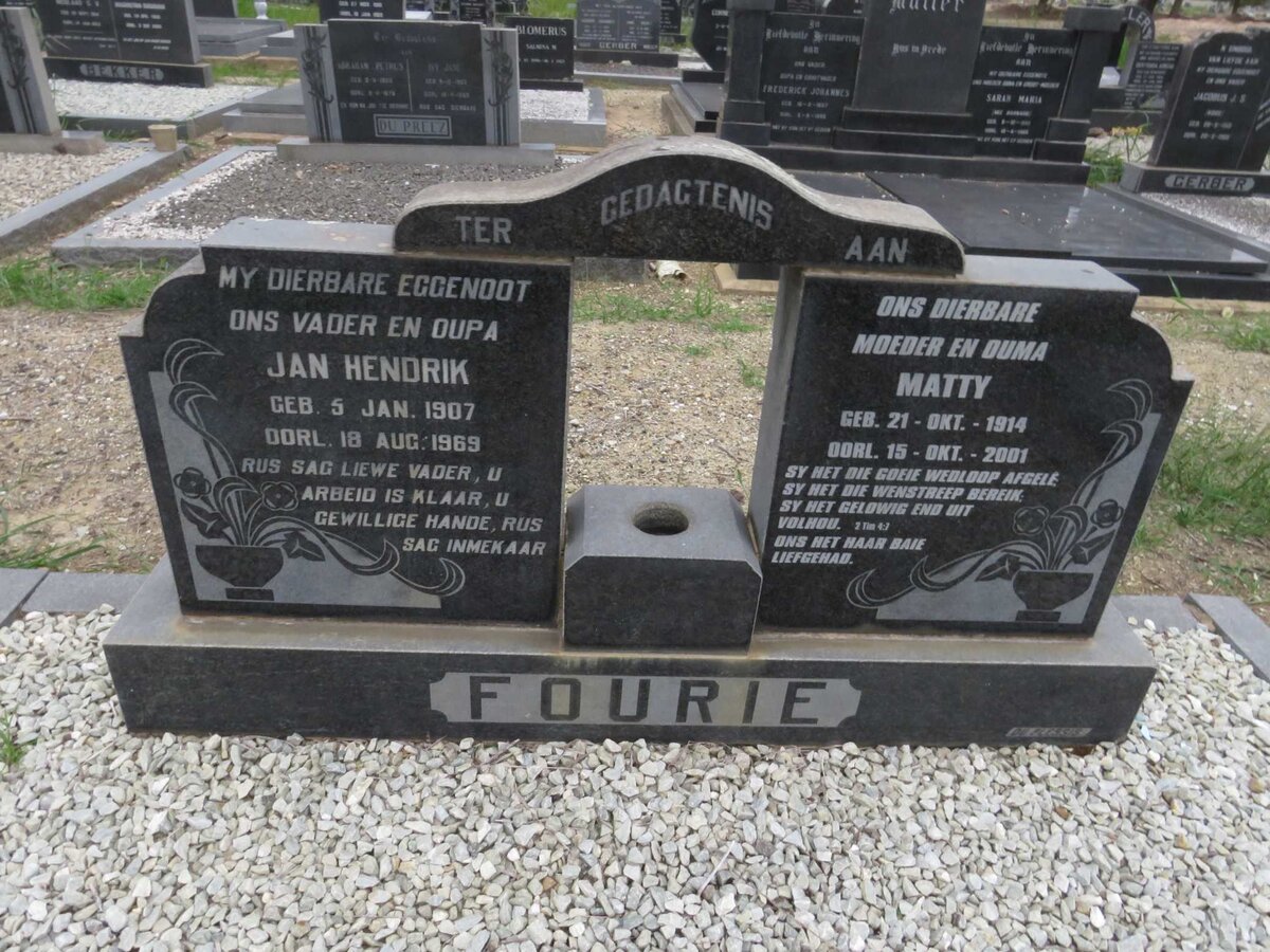 FOURIE Jan Hendrik 1907-1969 &amp; Matty 1914-2001