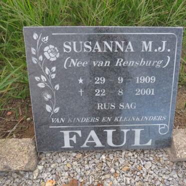 FAUL Susanna M.J. nee VAN RENSBURG 1909-2001