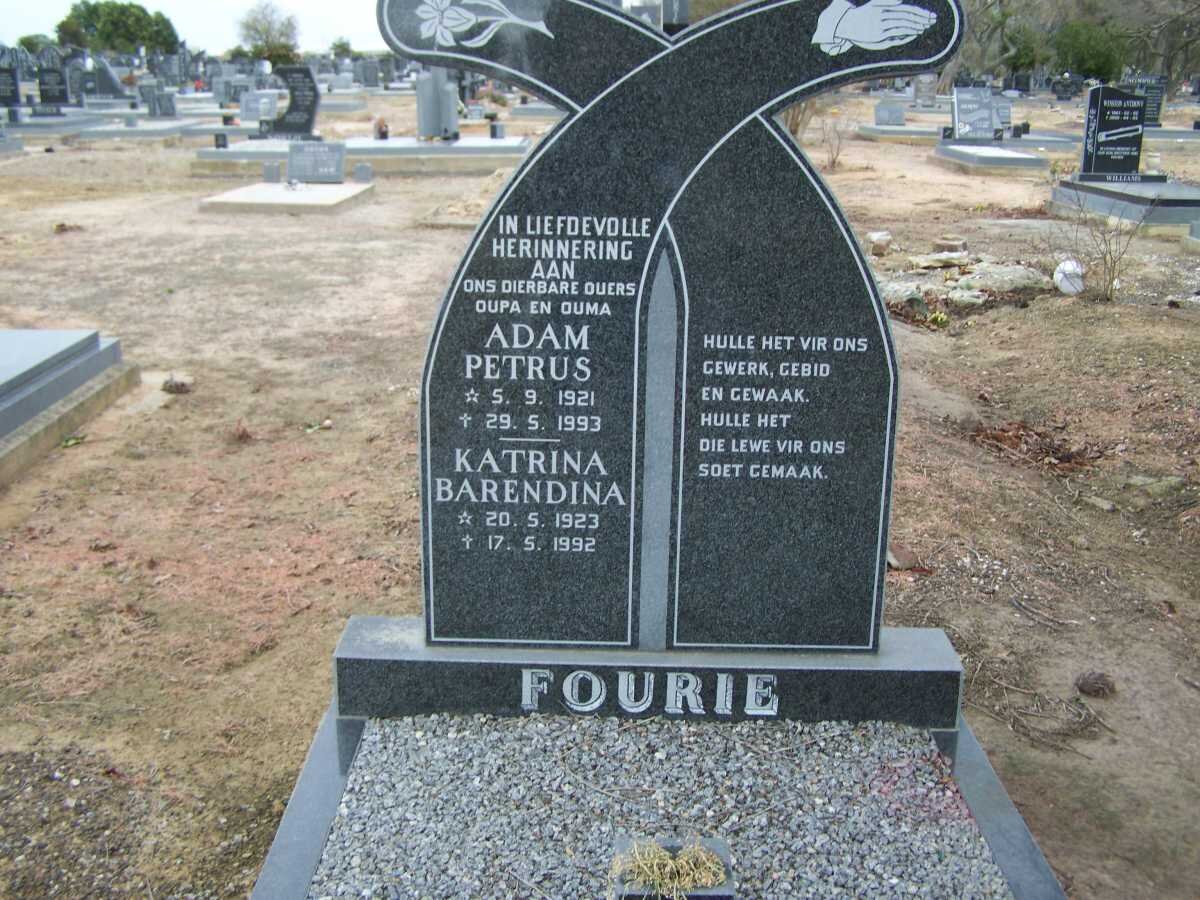 FOURIE Adam Petrus 1921-1993 &amp; Katrina Barendina 1923-1992