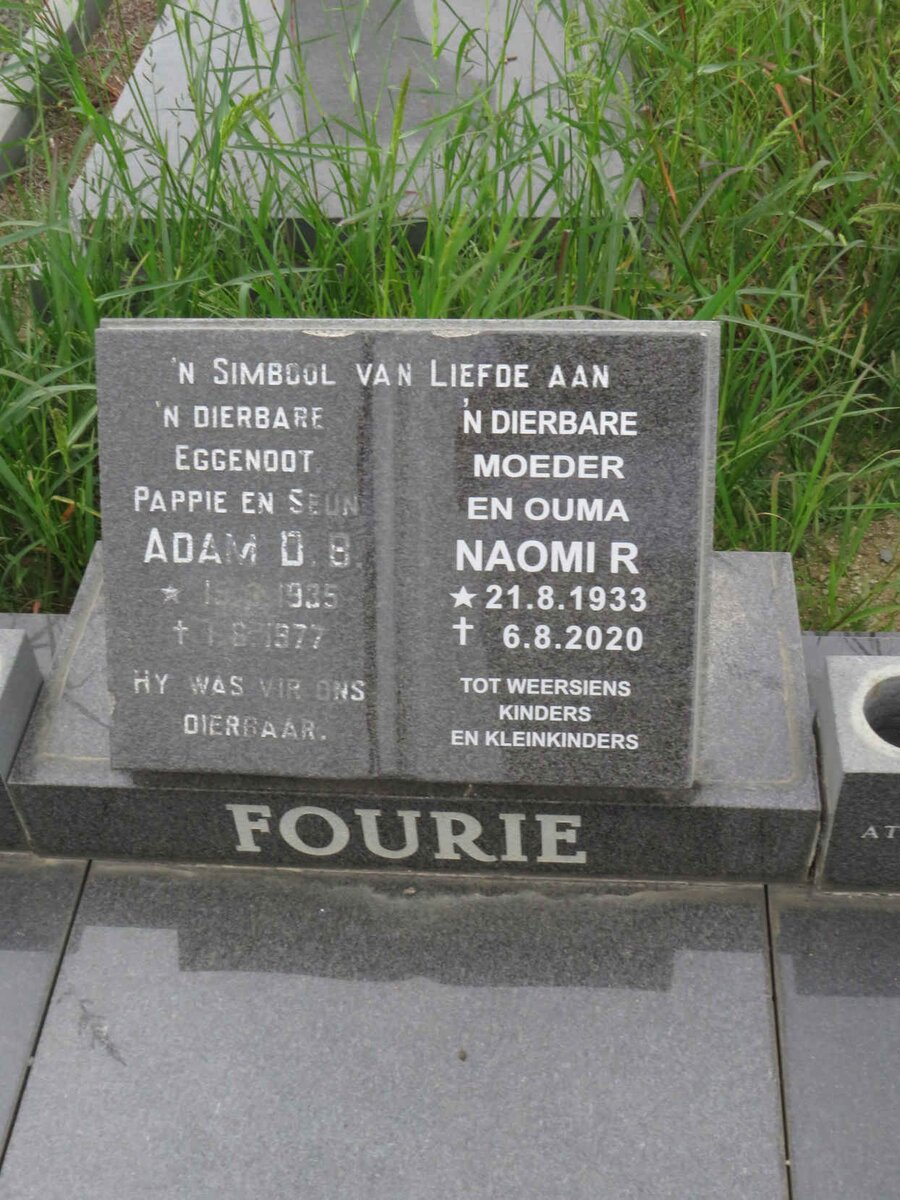 FOURIE Adam D.B. 1935-1977 & Naomi R. 1933-2020